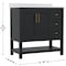 Flash Furniture Vega 36-in. Vanity w/Sink, Storage Cabinet w/Soft Close Doors, Open Shelf and 3 Drawers, Black/Gold FS-VEGA36-KD-BK-GLD-GG - alternate 2